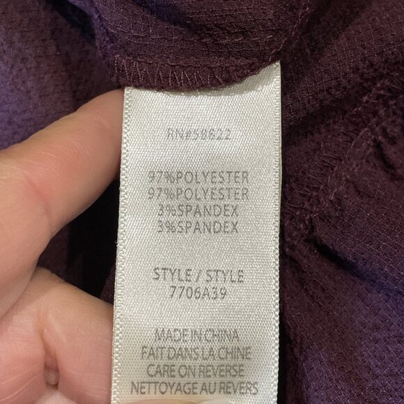 Max Studio Peplum Top Blouse Women's L Burgundy Bell Sleeve Glam Castlecore - Picture 9 of 10